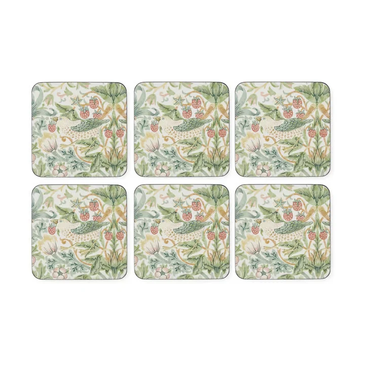 Spode Morris & Co glasunderlägg 6-pack Strawberry Thief green