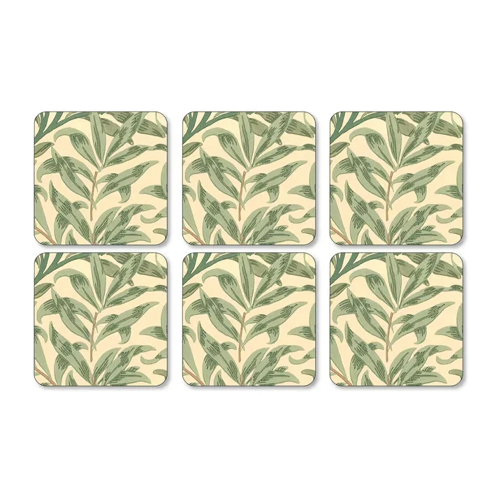Spode Morris & Co Willow Bough Glasunderlägg 6-pack grön