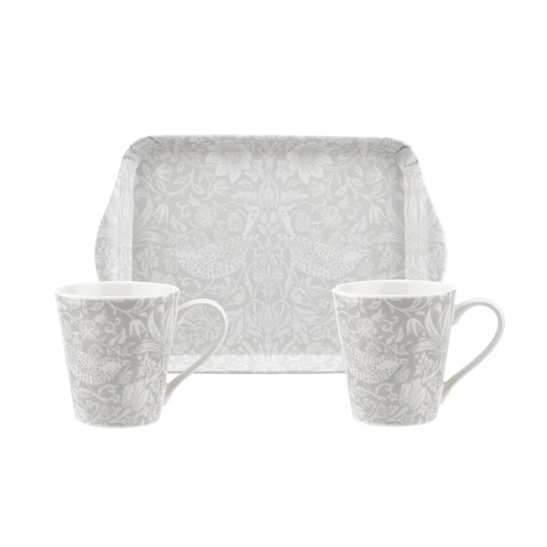 Spode Morris & Co två muggar och bricka Pure Morris