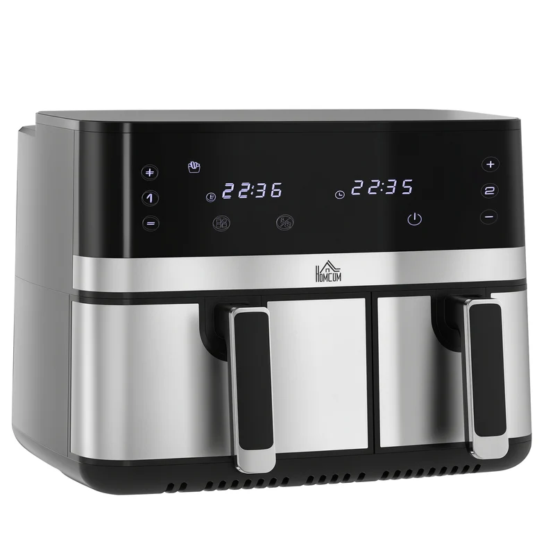 Airfryer, 2700 W, 8 indstillinger, 41,8 cm x 39,2 cm x 31,1 cm, sort + sølv