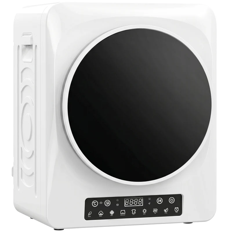 1000W kompakt tørretumbler med ventilation, ekstra tørrefunktion og ECO-funktioner, timer og temperaturindstillinger, hvid