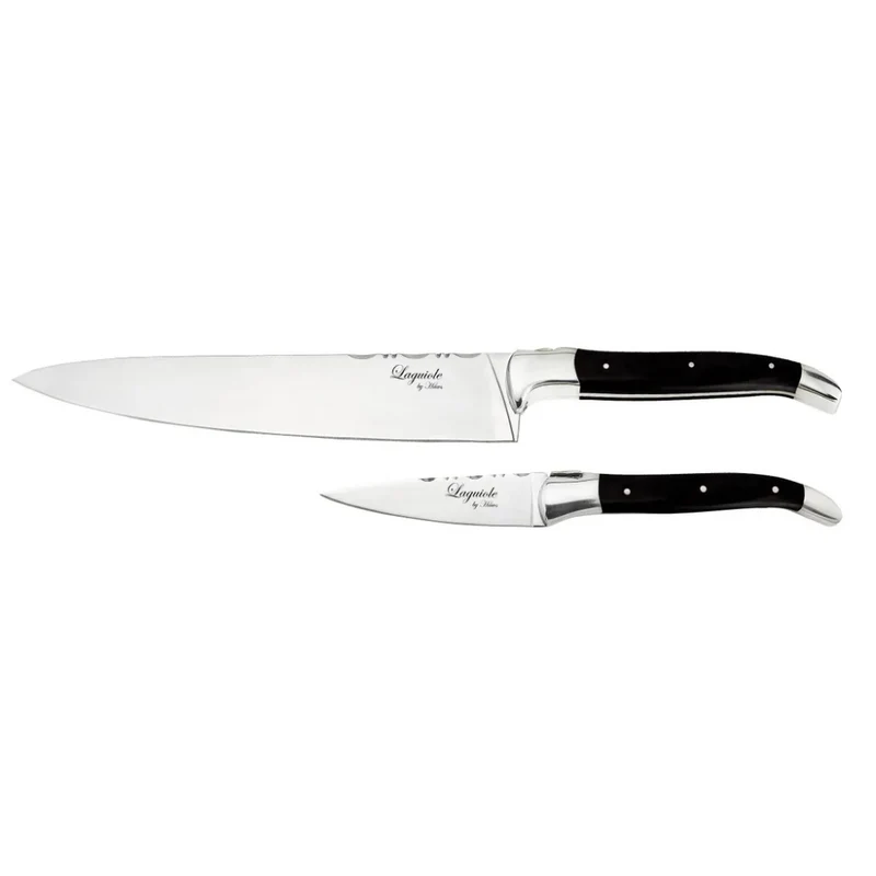 Laguiole By Hâws knivset 2 delar skalkniv & kockkniv svart