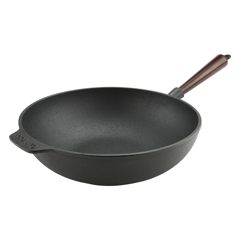 Carl Victor Wokpanna gjutjärn 30cm Trähandtag