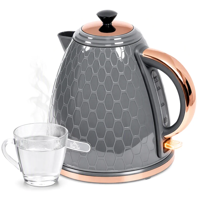 Elkedel, 2200W, vindue, filter, hurtig kogning, grå