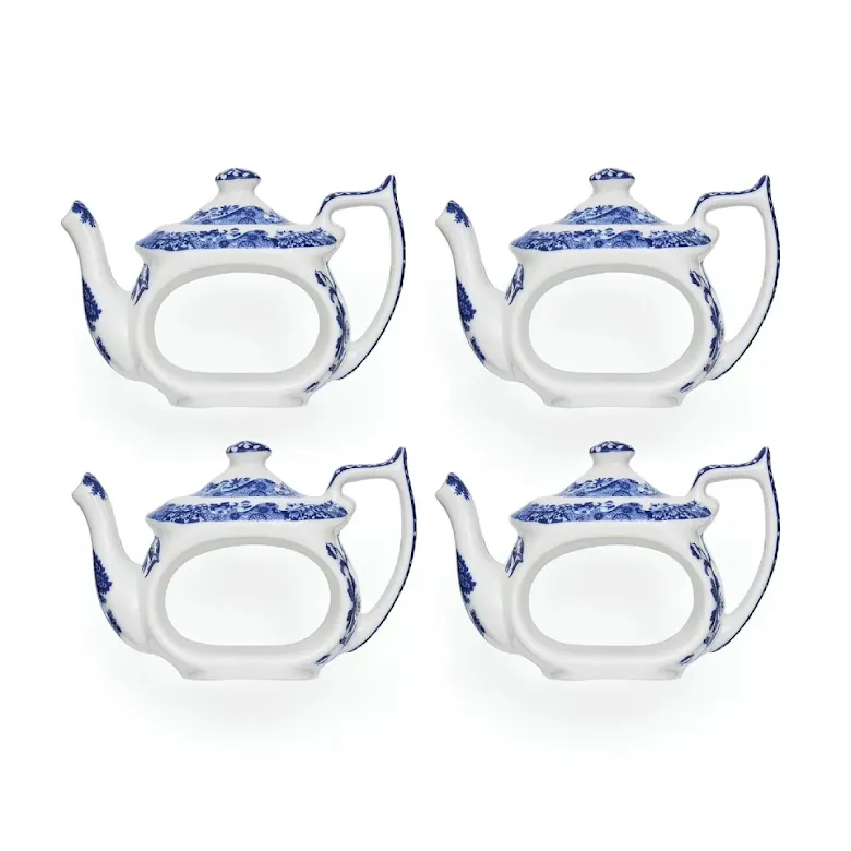 Spode Blue Italian servettring 4-pack blå/vit