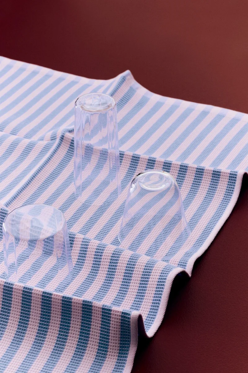 Canteen viskestykke – Sky Blue/Light Pink Block Stripe