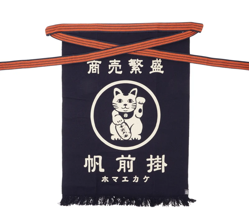Lucky Cat Maekake forklæde - møkreblå