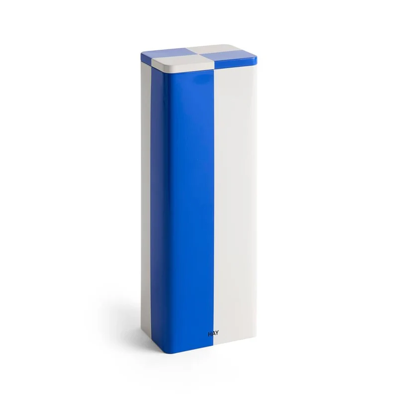 Tin Slim beholder, H29,5 cm -Blue and Off-white