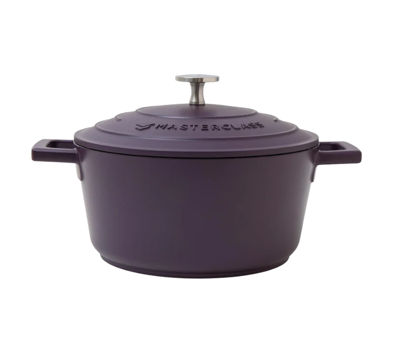 Støbt aluminiums gryde m/låg, lilla - 2,5L