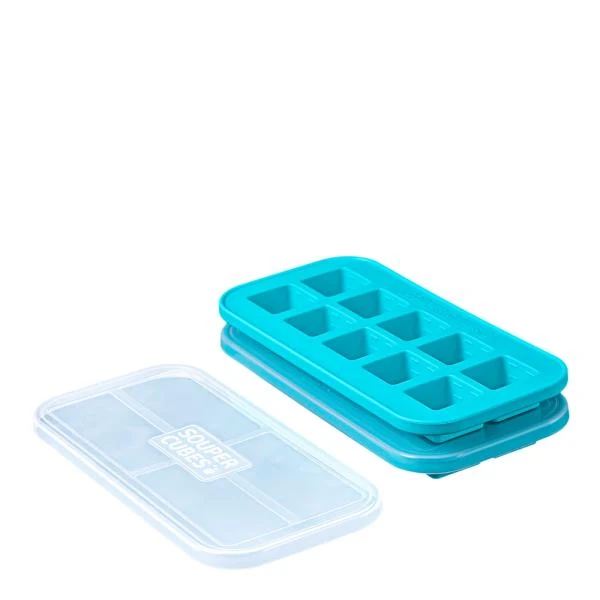 Souper Cubes Frysform i Silikon med Lock 10x30 ml 2-pack Blå