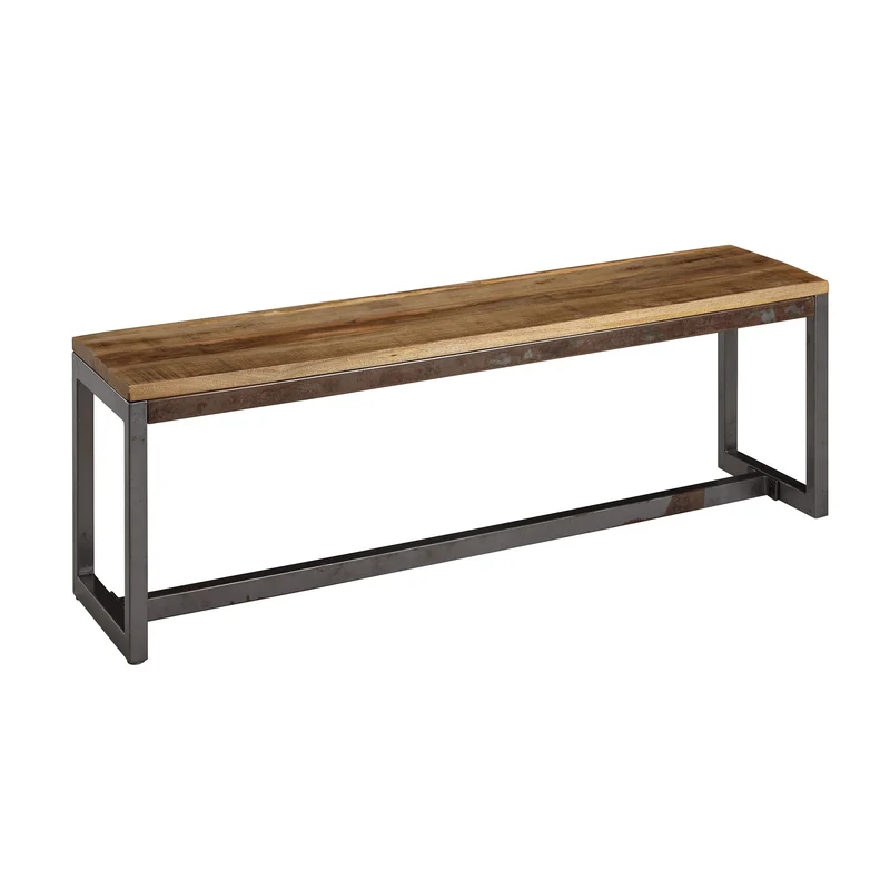 Entrébænk i mangotræ, 120x46x45cm, vintage-stil