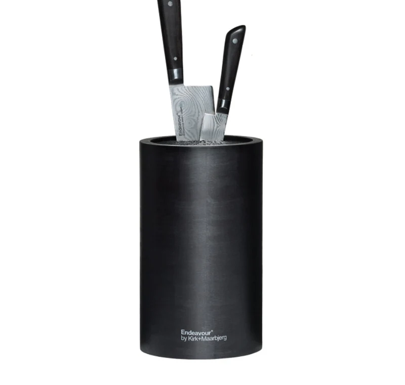 Knivblok i bambus, sort - H: 26 cm.