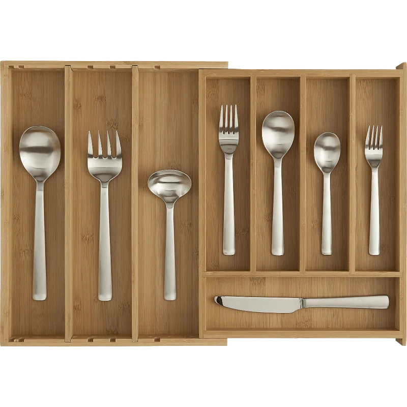 Expandable Bamboo Flatware Tray