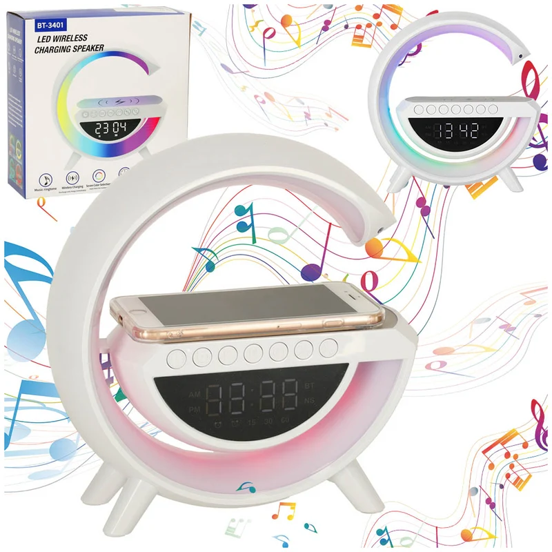 LED-lys med induktionsoplader med radio