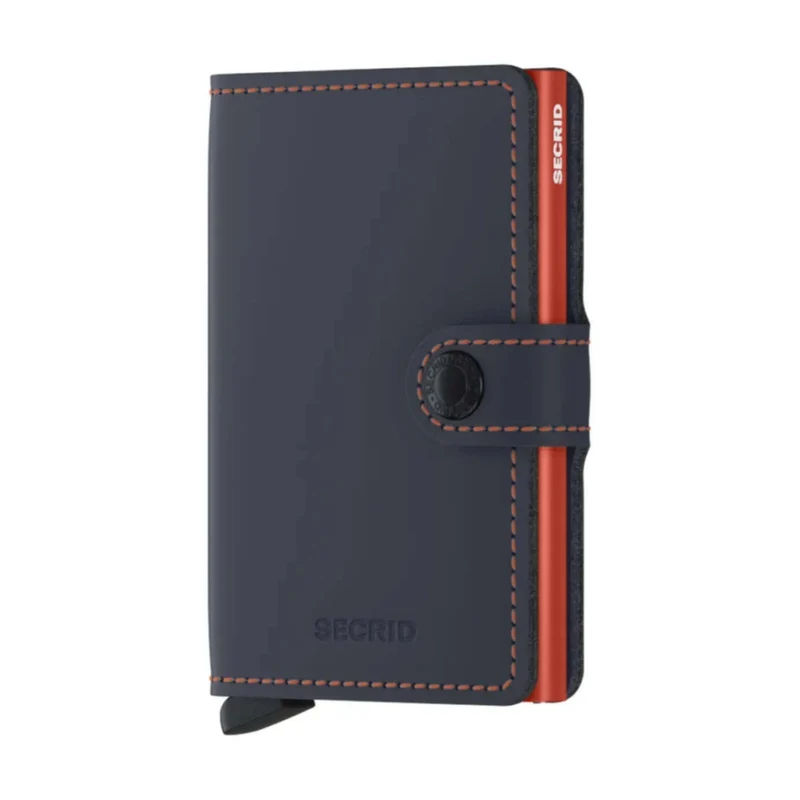 Secrid Miniwallet Compact RFID Aluminium Leather Card Wallet Night Blue/Orange