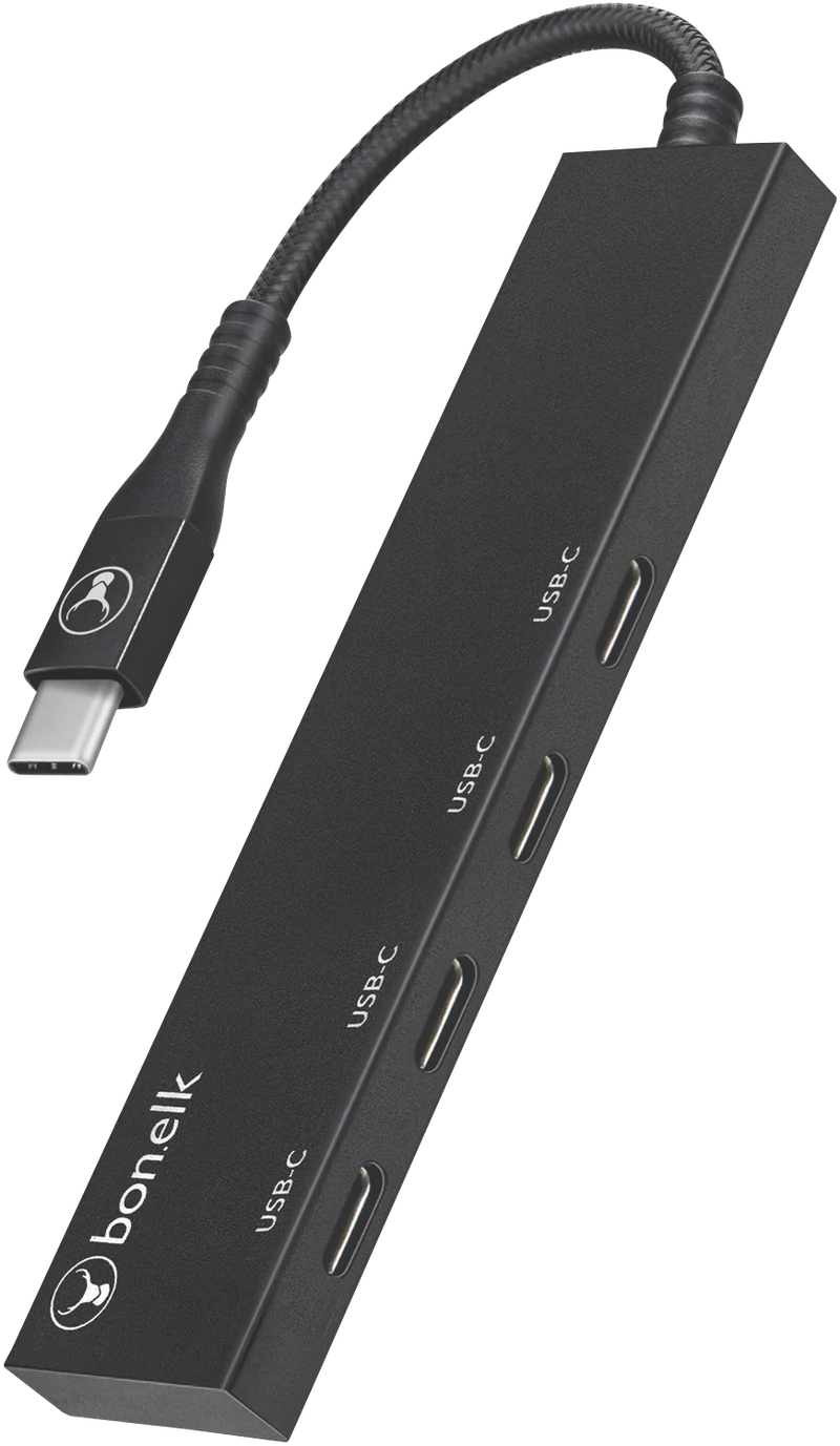 Bonelk Long-Life USB-C to 4 Port USB-C 3.0 Slim Hub (Black)
