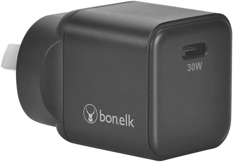 Bonelk 30W PD Wall Charger + Easy Grip Cable (USB-C to C) 1.5m Black