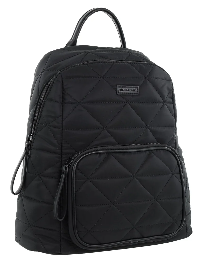Pierre Cardin Nylon Quilted Casual Travel Backpack Bag 30x31cm Black