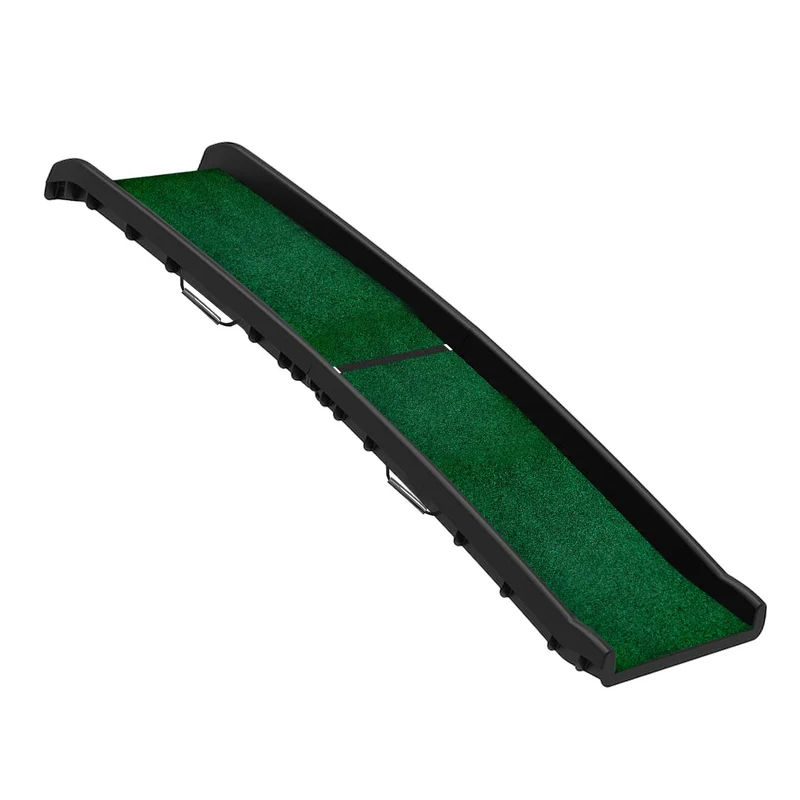 Furtastic Foldable Dog Ramp with Non Slip Synthetic Grass Lightweight Plastic Portable Pet Ramp for Car SUV