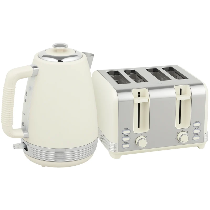 Elkedel- og brødristersæt, 1,7 L, 2200W, Strix termostat, filter, brødrister til 4 skiver, 7 ristningsniveauer, krummebakke
