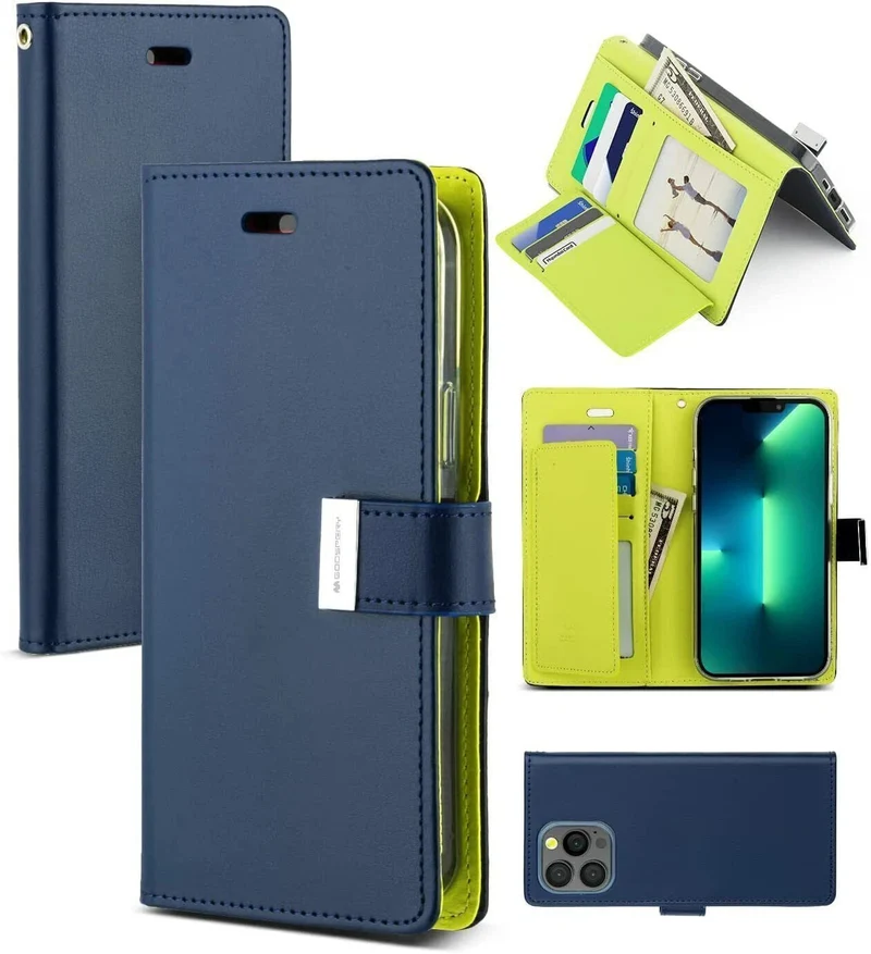 Goospery Rich Diary case for iPhone 15 - Navy