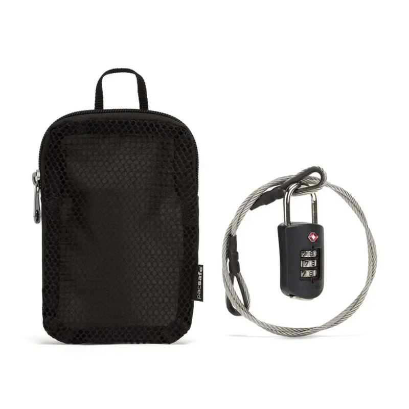 Pacsafe Prosafe 1000 TSA Combination Lock With Steel Cable and Storage Pouch Black