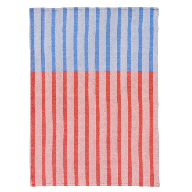 Viskestykke stribet, blå/rød - 50x70 cm.