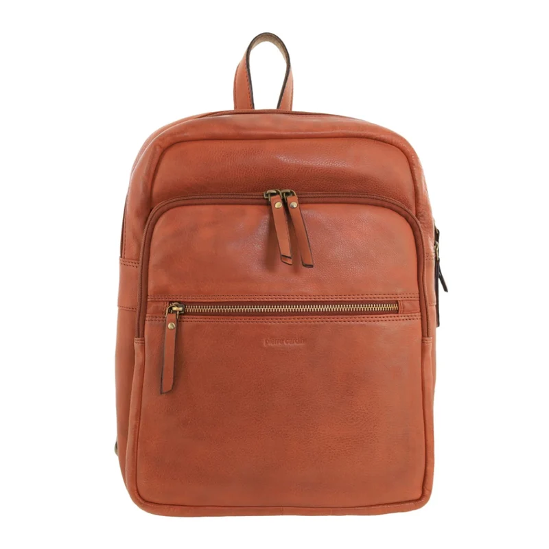 Pierre Cardin Vintage Leather Business/Laptop Backpack Bag 29x35cm Cognac