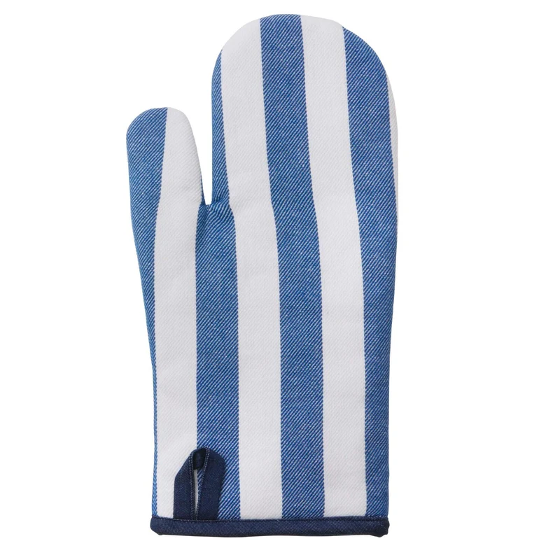 Grill handske m. denim kant, blå/hvid - L33 cm