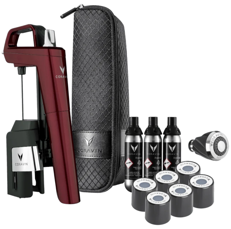Coravin Timeless Six+ vinkonserveringssystem i väska 12 delar röd