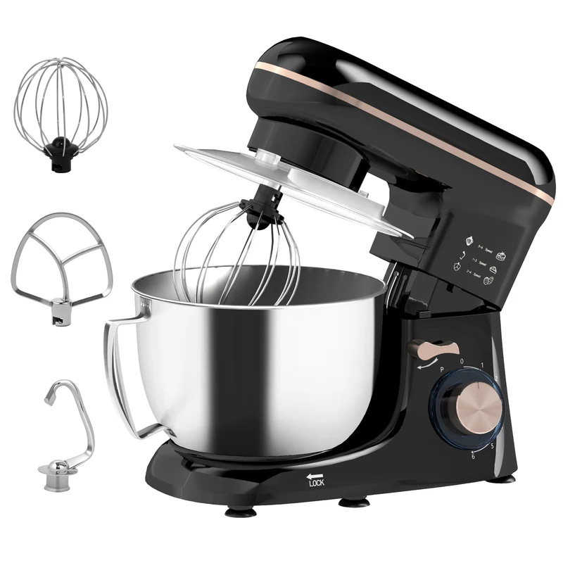 Foodprocessor/dejmixer med 4,5L skål i rustfrit stål, 1300W, 6+P hastigheder, beige