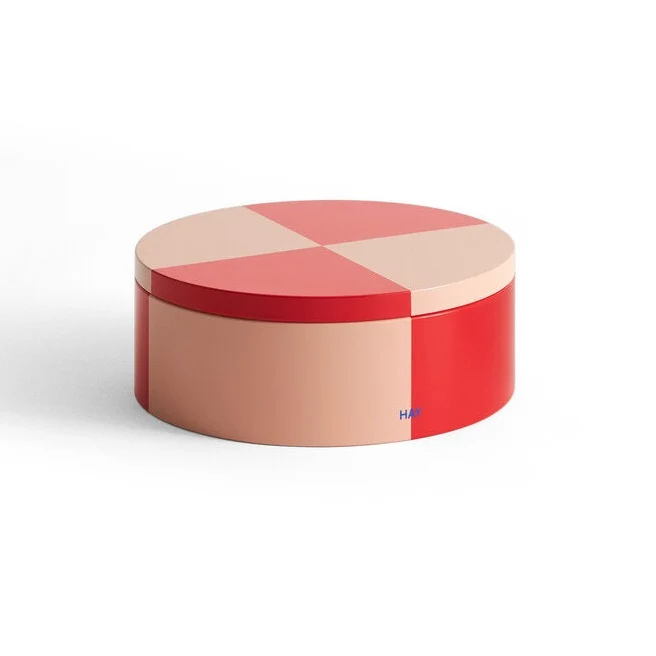Tin Round beholder, Ø19,8 cm - Red/soft pink