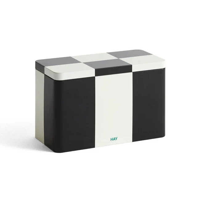 Tin beholder, L20 cm - Black/off-white