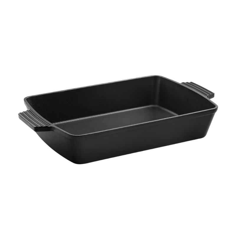 Emaljeret støbejernsfad, L39 cm - Skifersort
