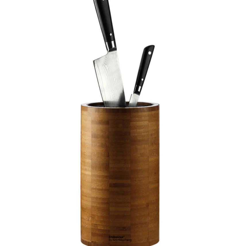 Knivblok i bambus, natur - H: 26 cm.