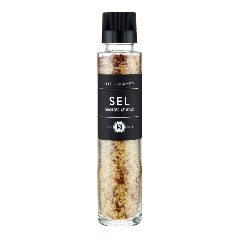 Kværn havsalt med tomat og oliven - 290g.
