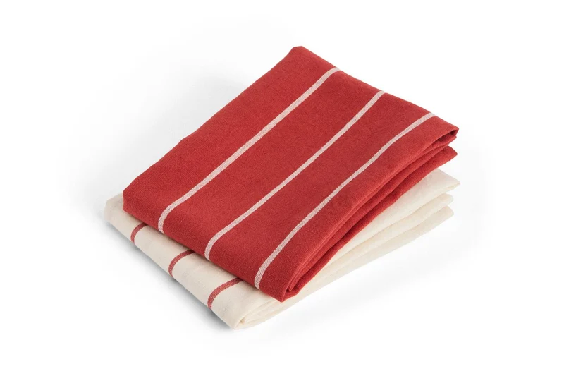 x Jasper Morrison viskestykker, 2 stk - Beige with red stripe