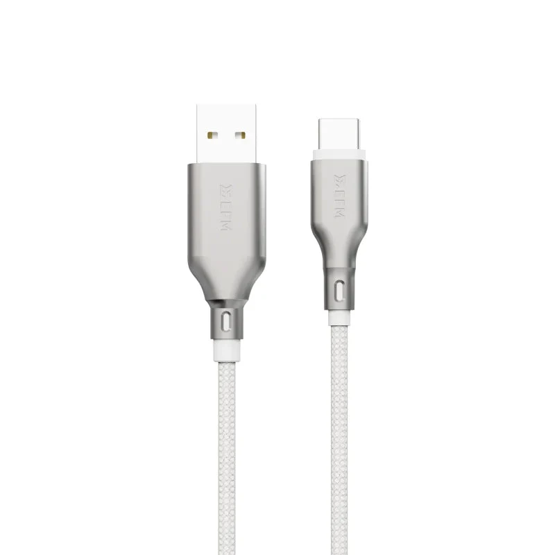 EFM EFM USB-A to USB-C Essential Power Cable - With Aramid Fibre Reinforcement 2M - White - White