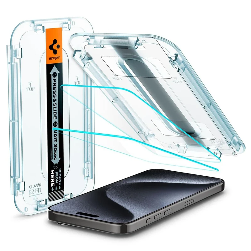 Spigen Apple iPhone 15 Pro EZ Fit GLAS.tR Slim 2PCS Glass Screen Protector - Clear