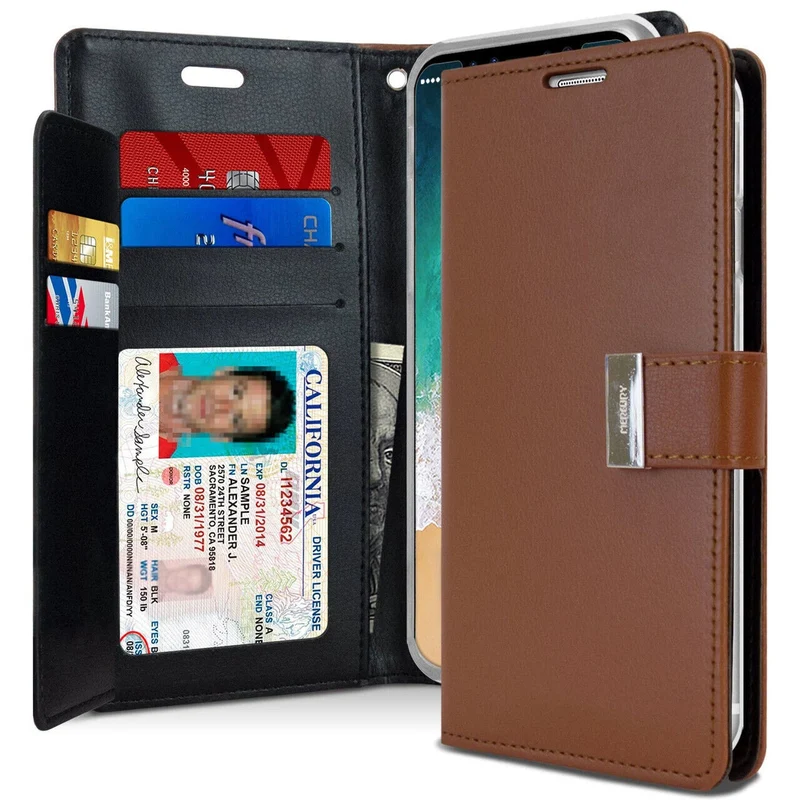 Goospery Rich Diary case for iPhone 15 Plus - Brown