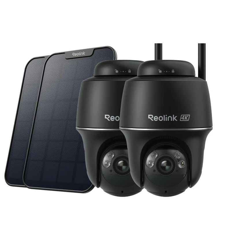 Reolink Argus PT Ultra 4K Pan Tilt Auto Tracking Battery Security Camera+Solar Panel Black(2 Pack)