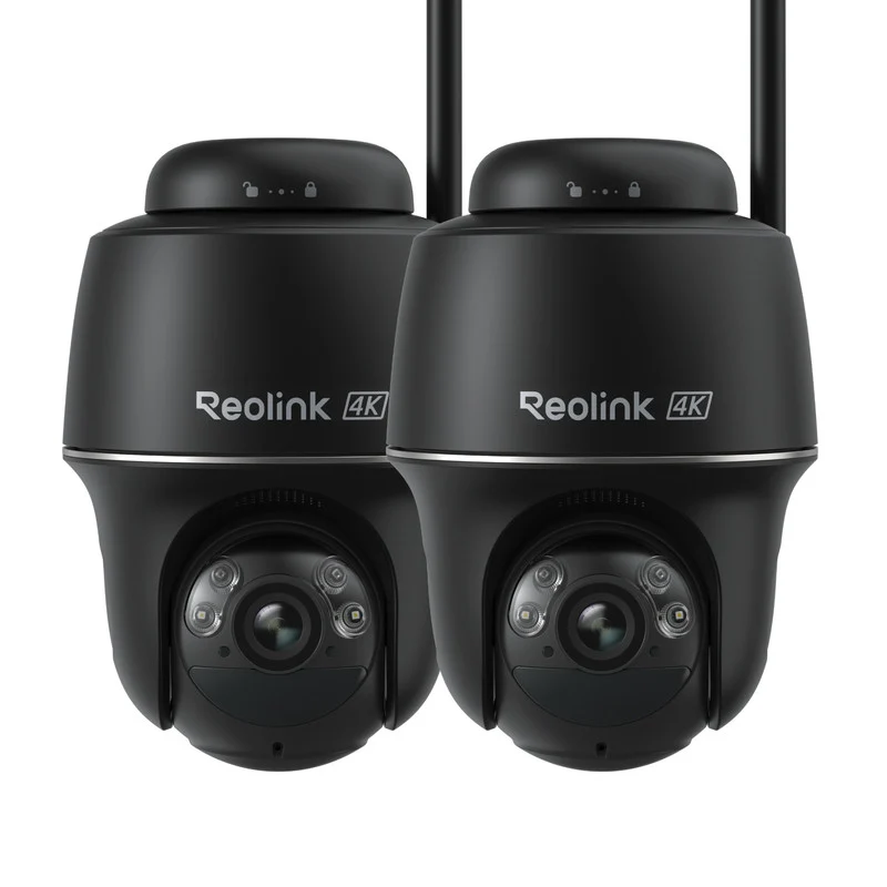 Reolink Argus PT Ultra 4K Pan Tilt Wireless Automatic Tracking Battery Security Camera 2 Pack (Black)