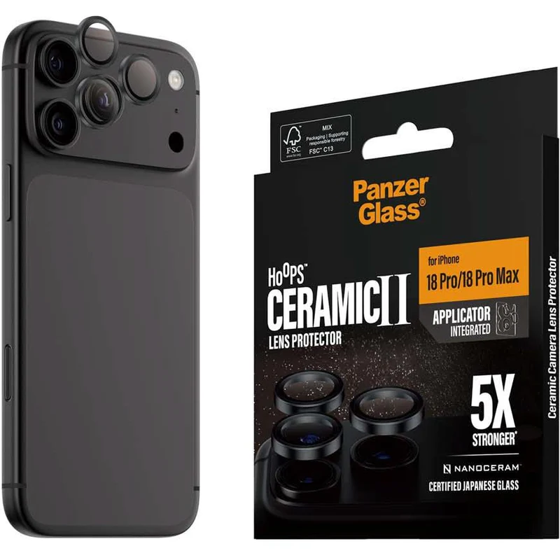 PanzerGlass Hoops Ceramic Camera Lens Protector for iPhone 18 Pro/18 Pro Max