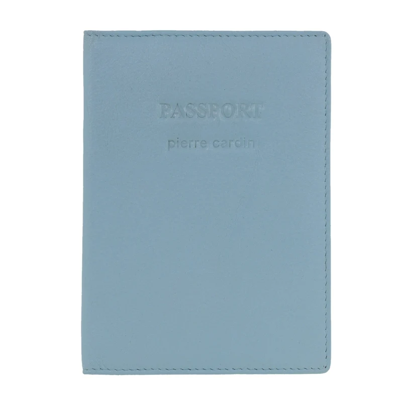 Pierre Cardin Leather Passport Holder/Cover Protected RFID Wallet Aqua
