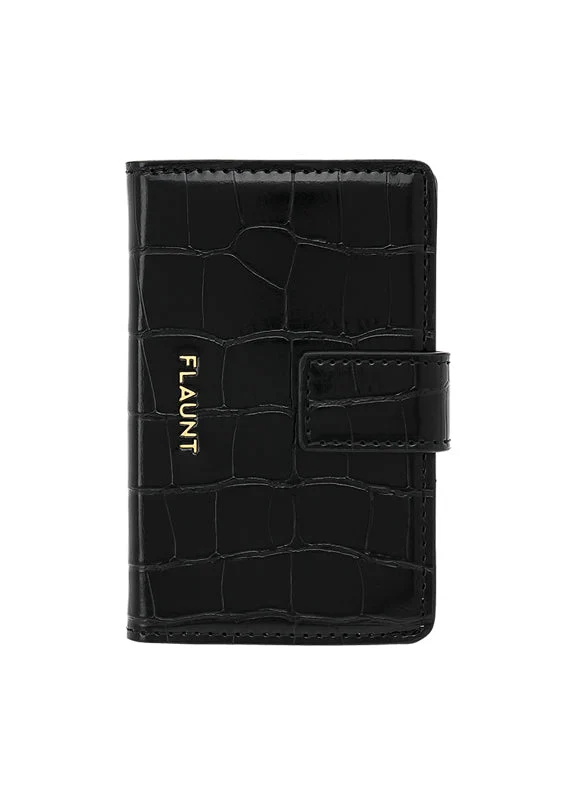 Flaunt Magnetic Wallet - Crocodile Black