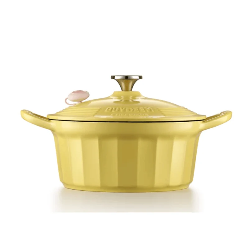 BUYDEEM CP551 Enameled Cast Iron Dutch Oven – 3.9L (Yellow)