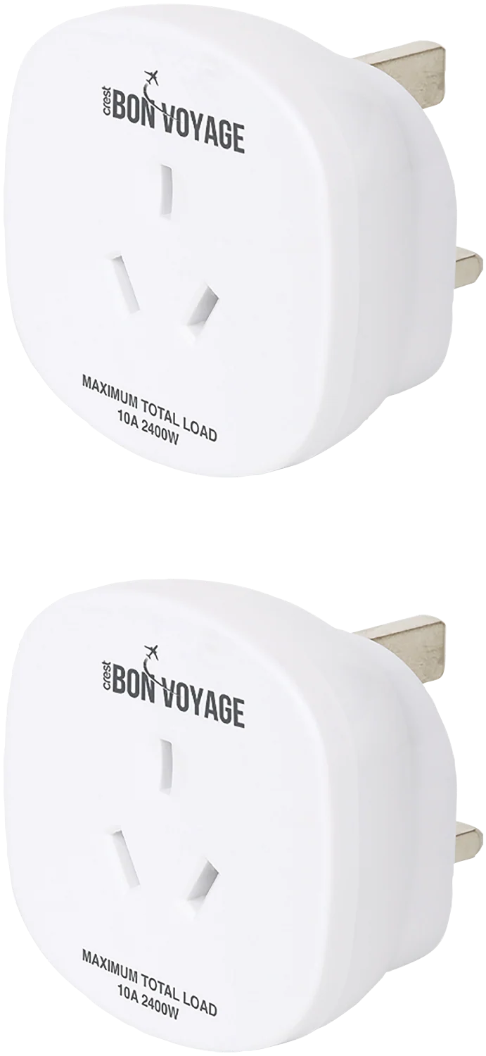 Bon Voyage Travel Adaptor Australia to UK (2 Pack)