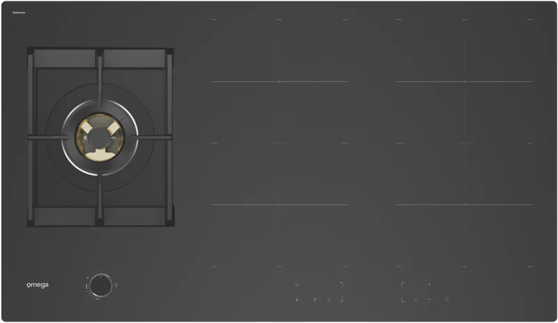Omega 90cm Hybrid Cooktop, Gas and Induction