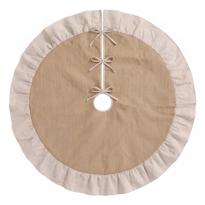 Jingle Jollys 120cm Christmas Tree Skirt Linen Christmas Tree Mat Decor