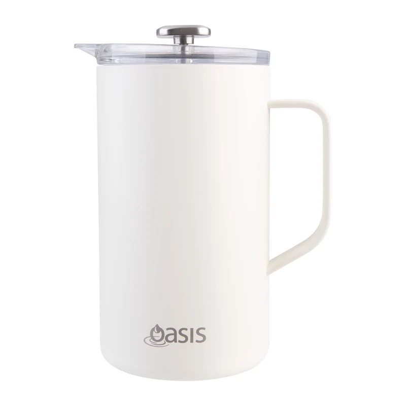 Oasis Stainless Steel Double Wall Insulated Coffee Press - 4 Cup - 600ml (Alabaster)